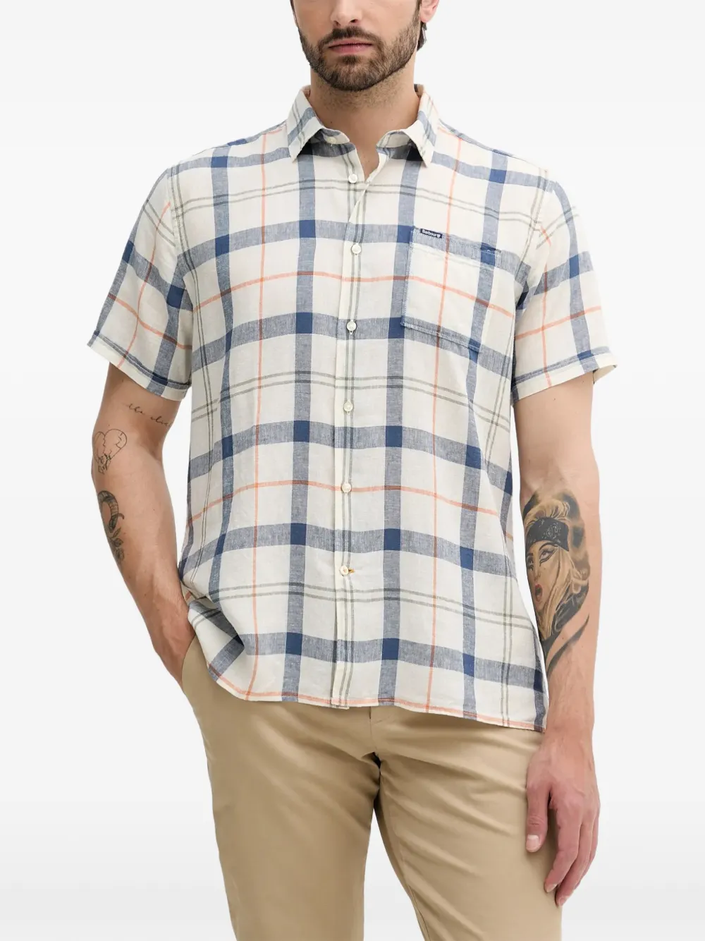 Barbour Croft check-print short-sleeve shirt Beige