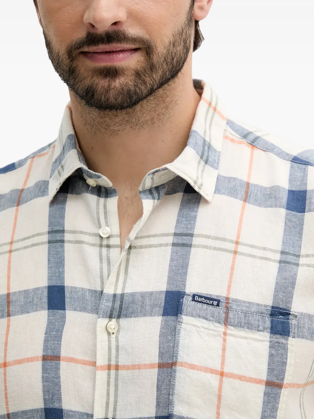 Barbour Croft check-print short-sleeve shirt Beige
