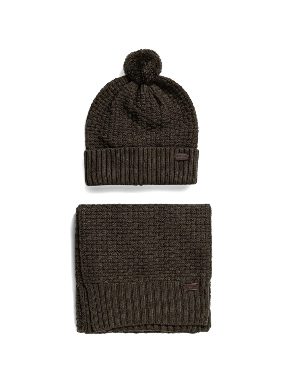 Barbour pom-pom waffle-knit beanie hat - Verde