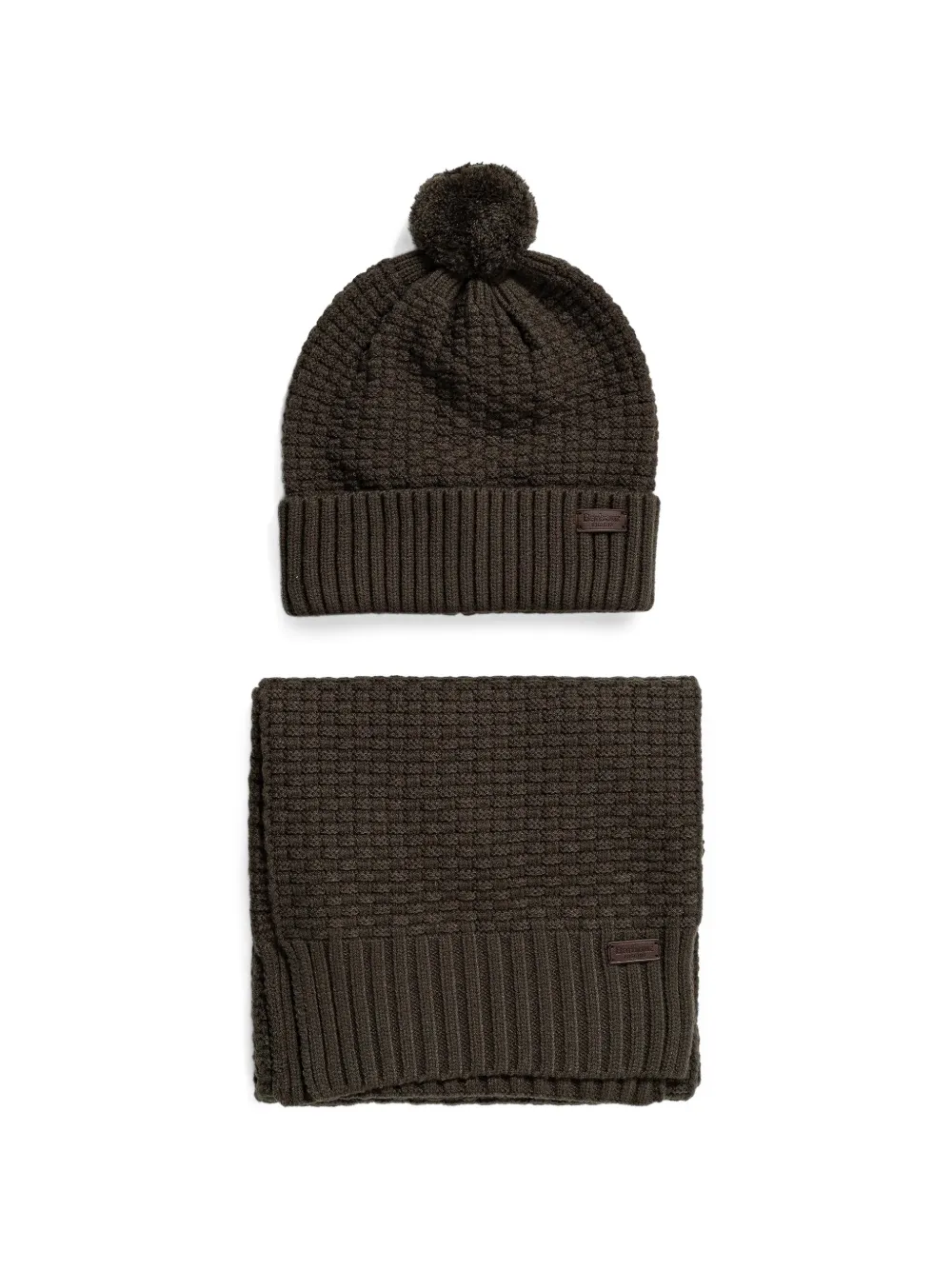 Barbour pom-pom waffle-knit beanie hat - Verde