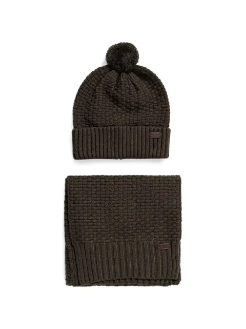 Barbour  pom-pom waffle-knit beanie hat