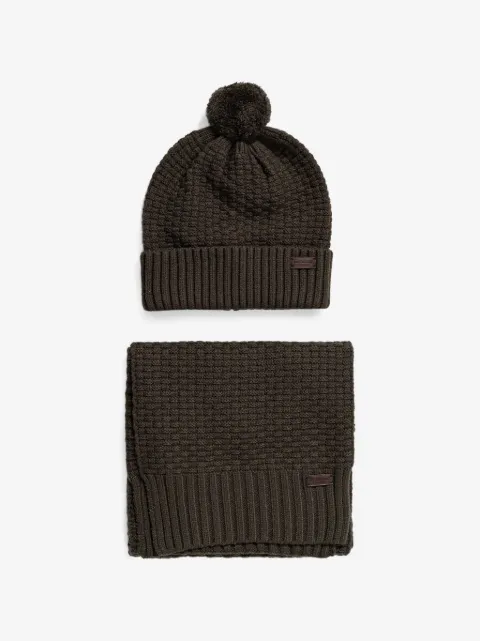 Barbour  gorro de tejido gofrado con pompón