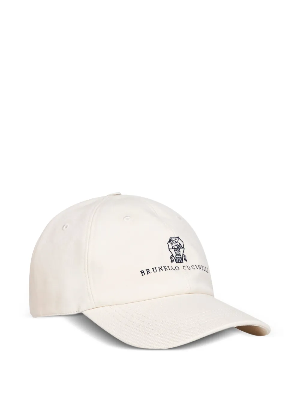  Brunello Cucinelli Embroidered Crest Logo Cap - White 