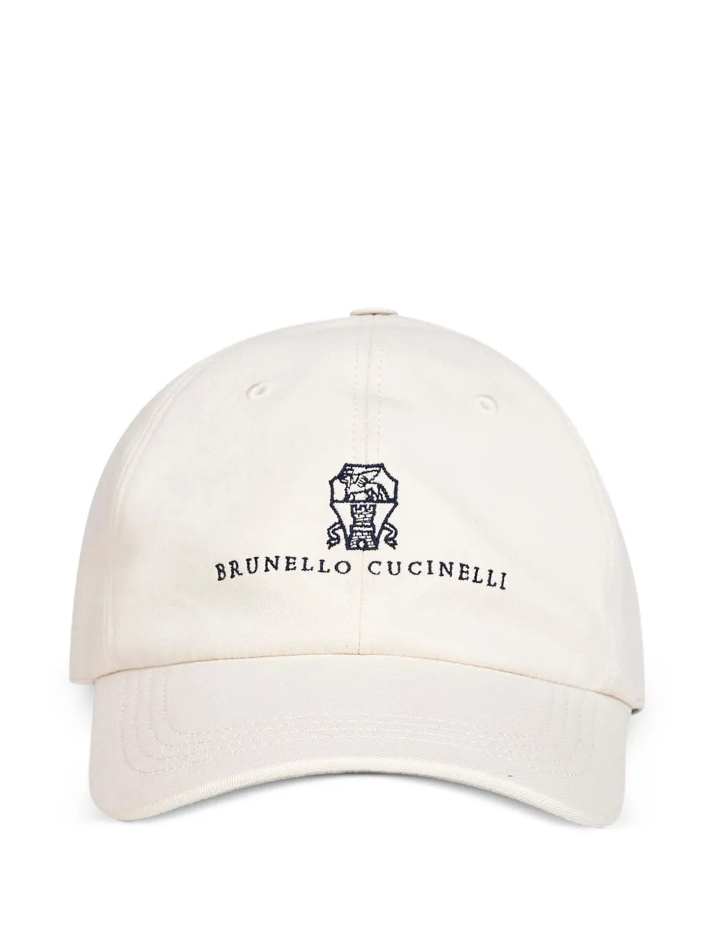 Brunello Cucinelli embroidered crest logo cap - Bianco