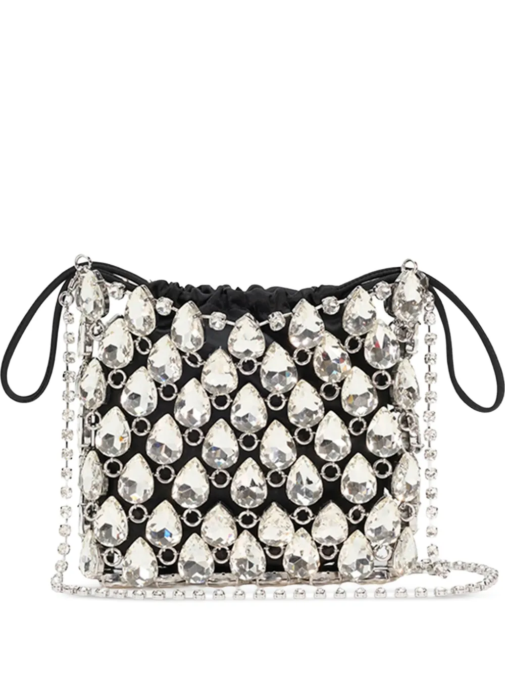 Self-Portrait crystal chainmail mini bag - Silver