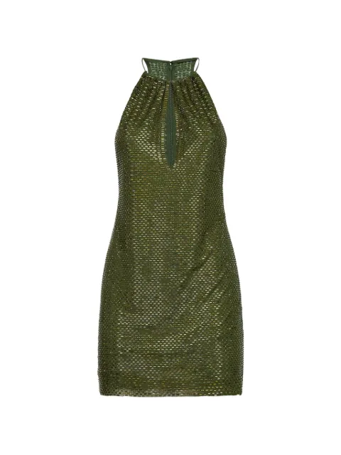 Self-Portrait robe courte Olive à ornements strassés
