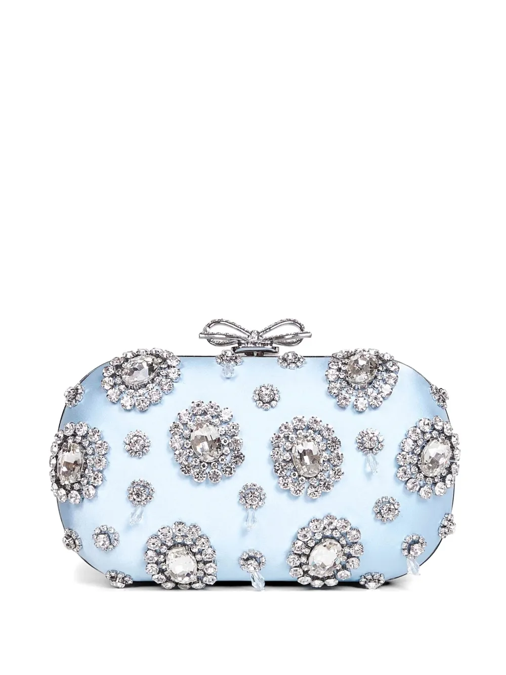 Self-portrait Crystal-embellished Bow Clutch Bag In Blue