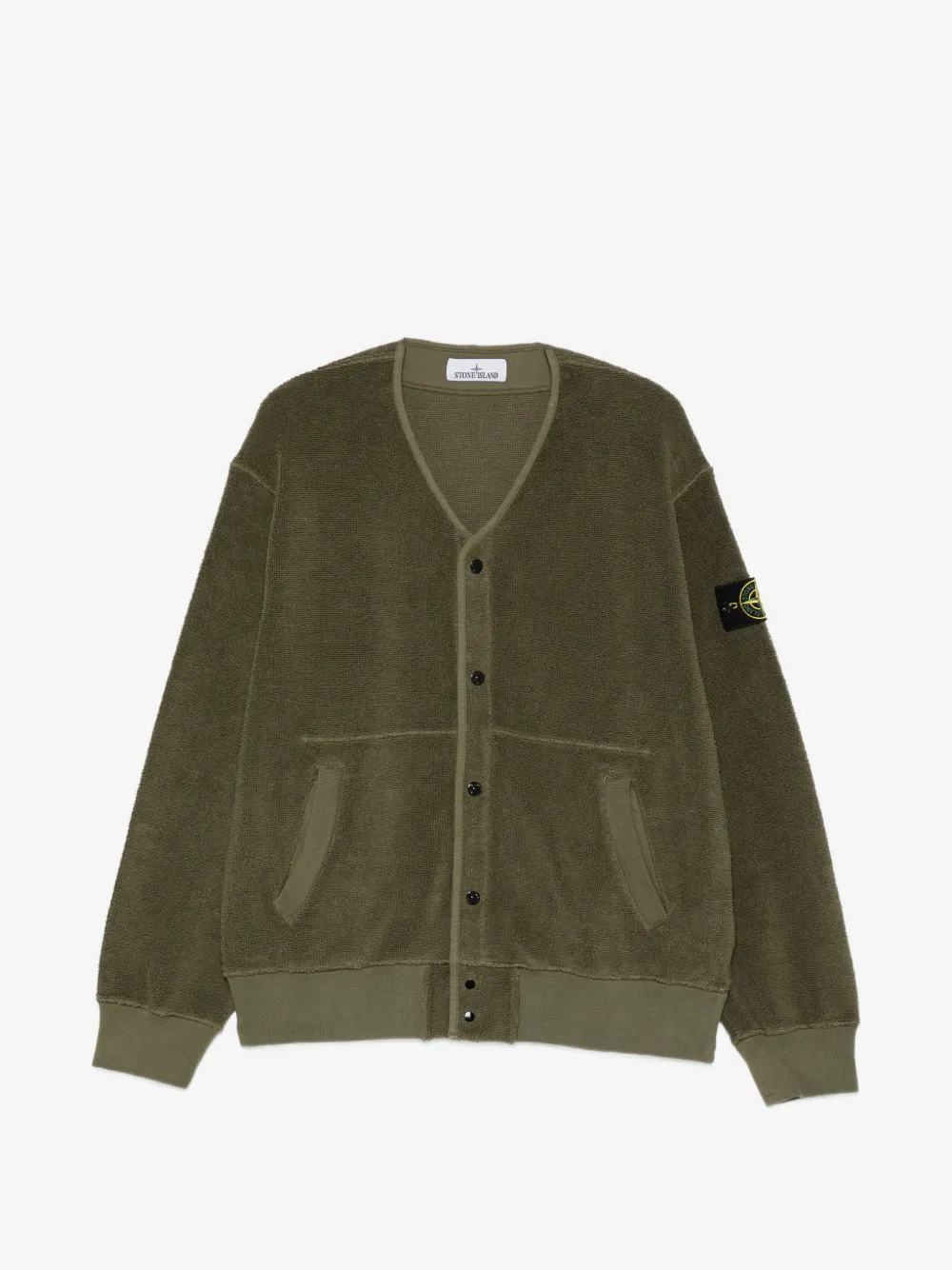Stone Island 6100020 organic cotton + nylon terry fleece cardigan | Green | Image 1