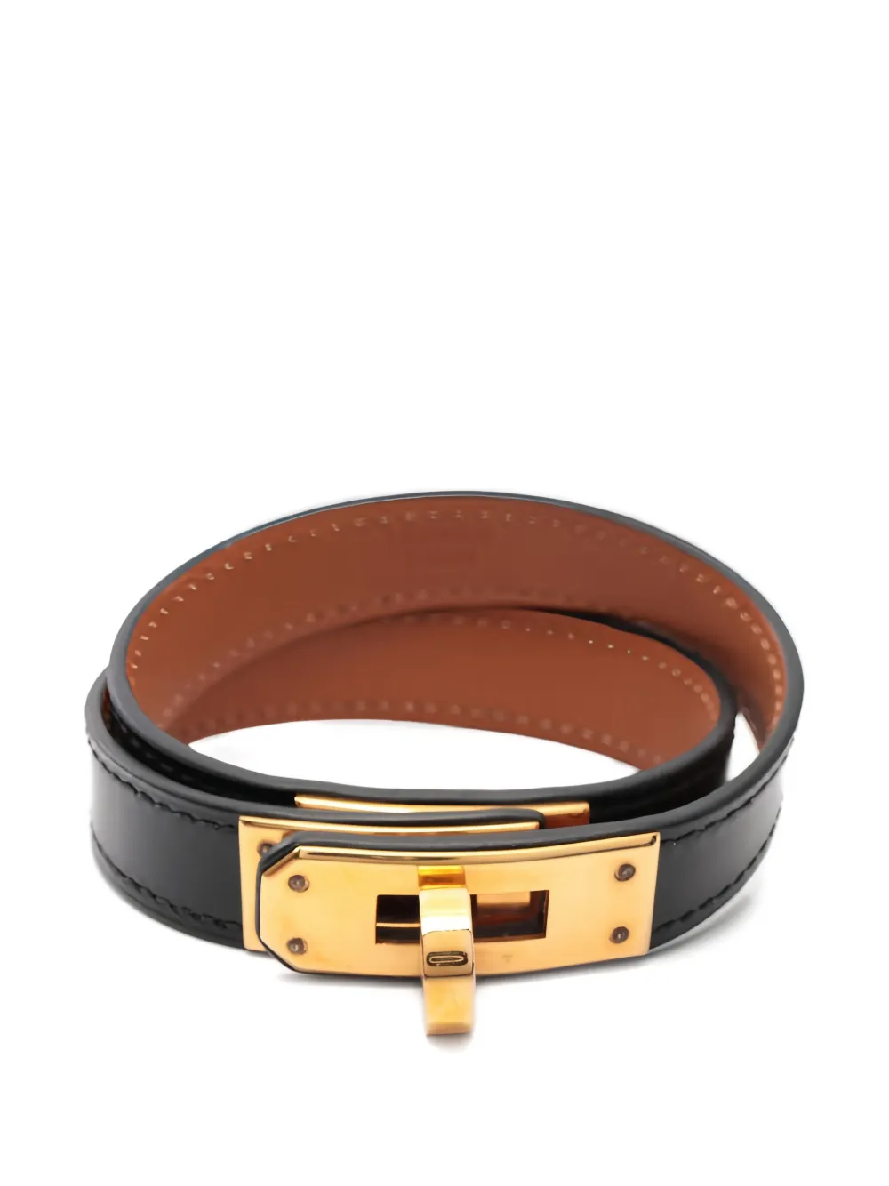 Hermès Pre-Owned 2017 double tour leather bracelet - Schwarz