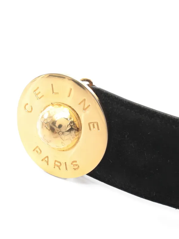Celine Pre-Owned 2000s Star Ball Suede Belt | Black  display picture 3