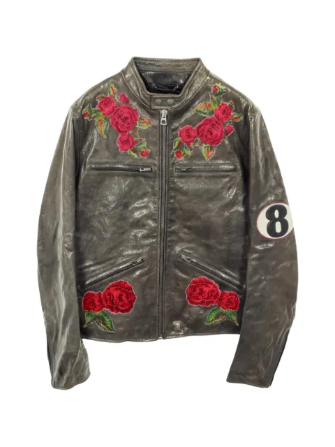 Dolce & Gabbana Pre-Owned floral embroidery leather jacket