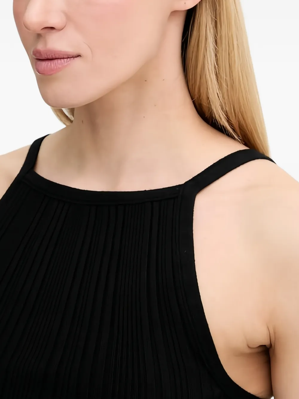 SAMSOE Geribbelde tanktop Zwart