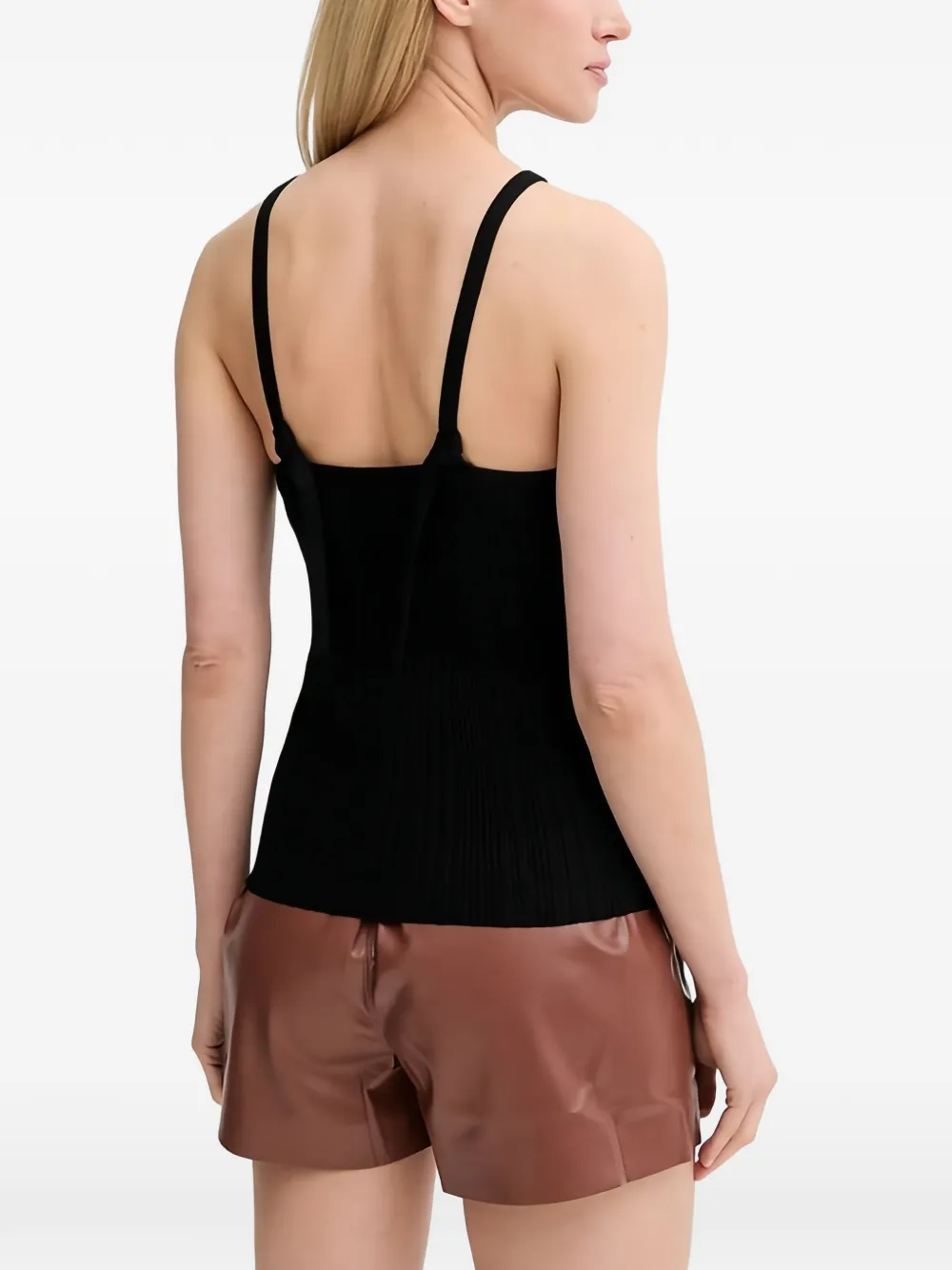 SAMSOE Geribbelde tanktop Zwart