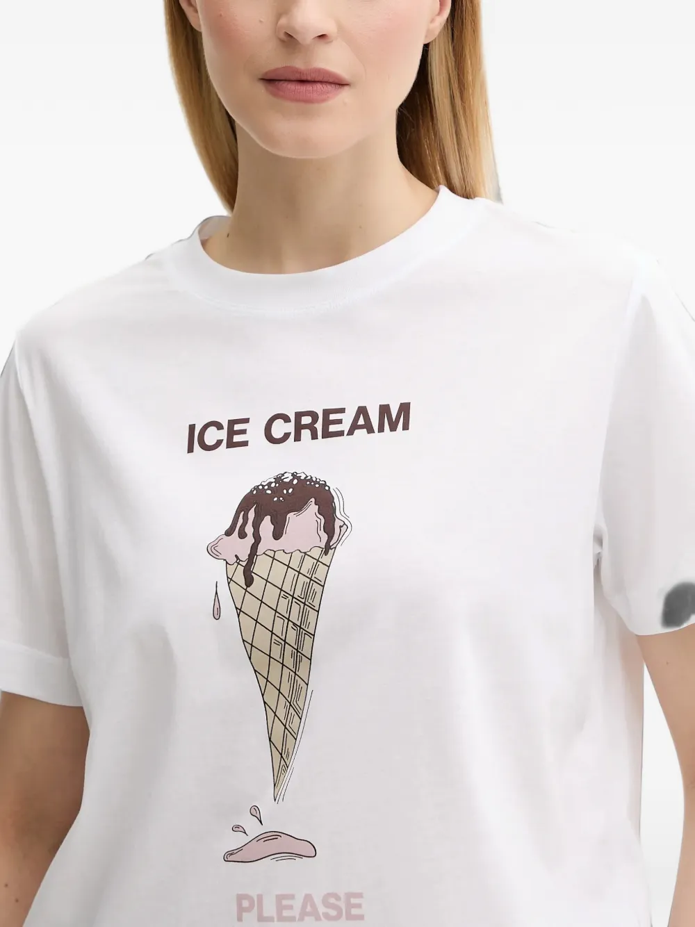 SAMSOE T-shirt met grafische ijsprint Wit