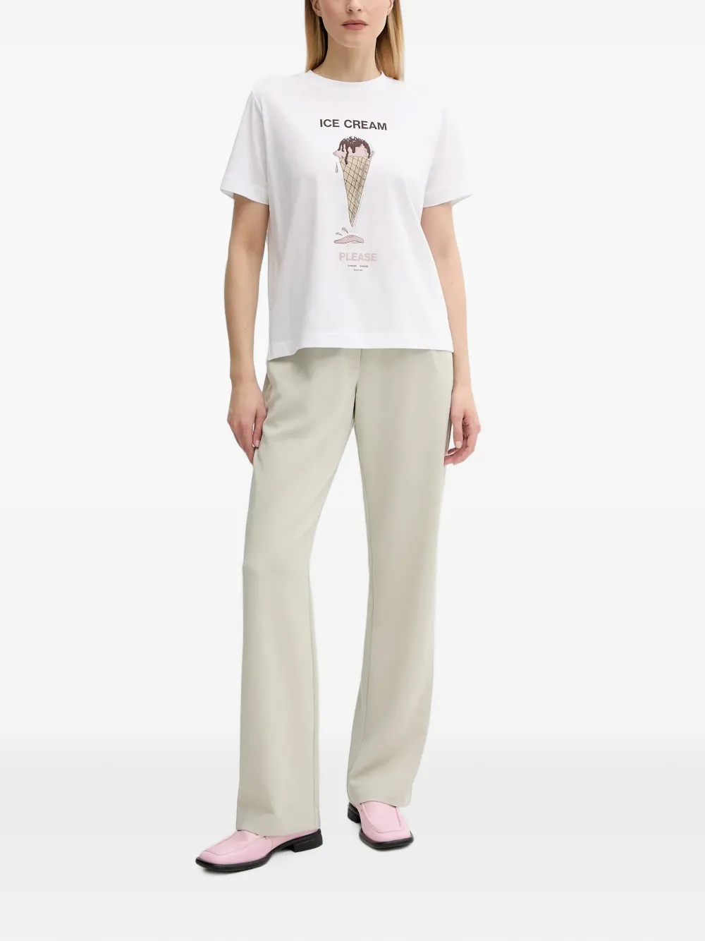 SAMSOE T-shirt met grafische ijsprint Wit