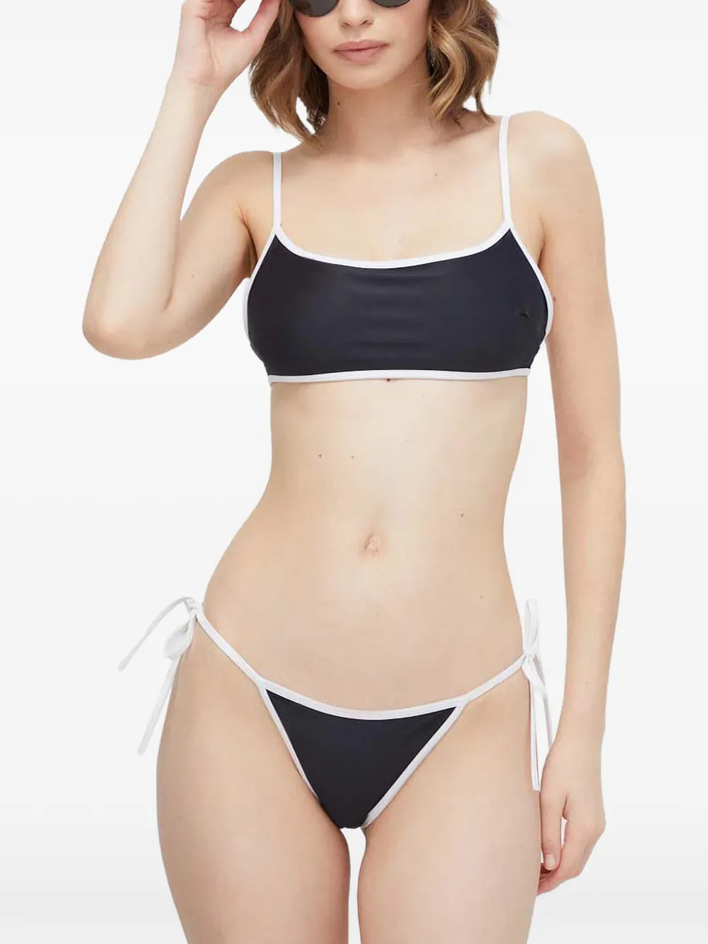 SAMSOE SAMSOE contrast-trim side-tie bikini - Schwarz