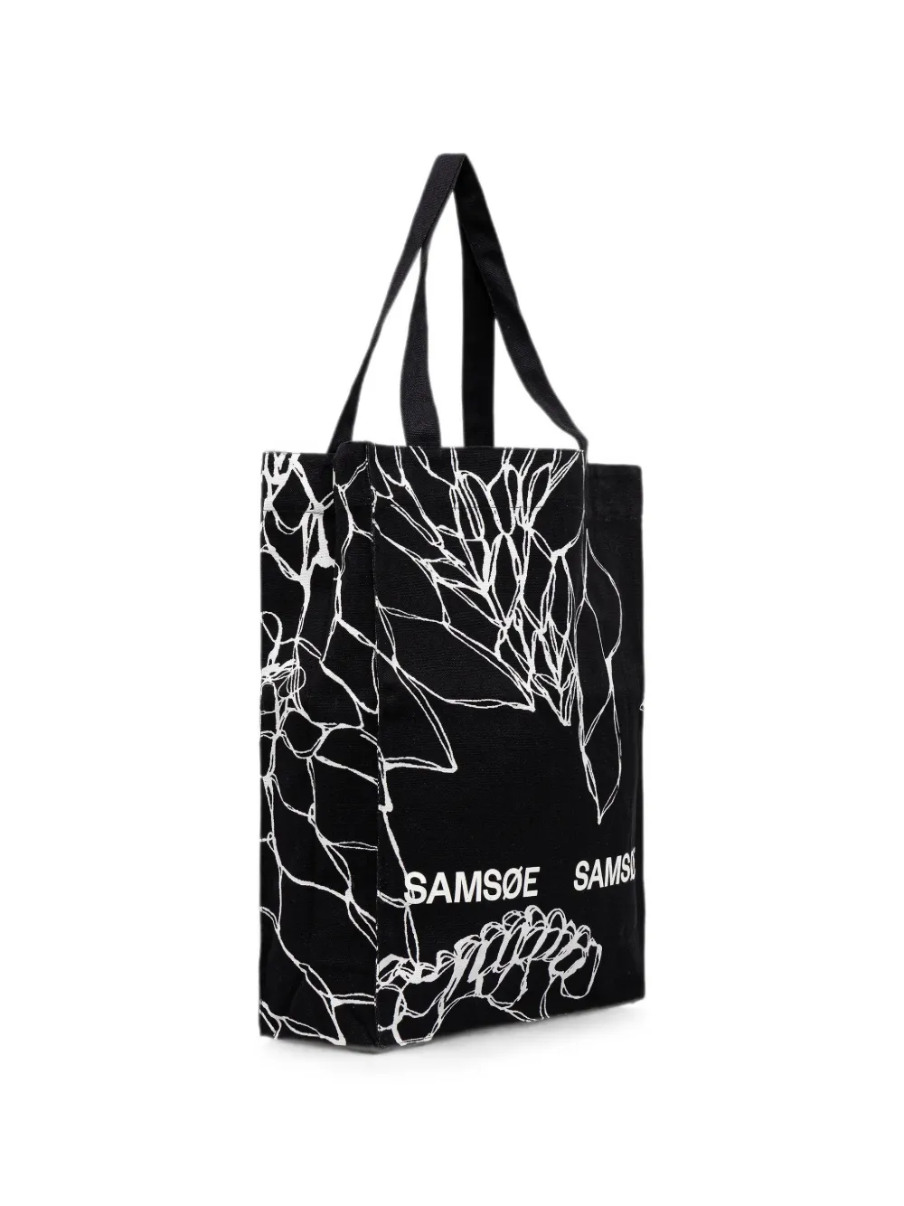 SAMSOE Saprint shopper met bloemenprint en logoprint Zwart