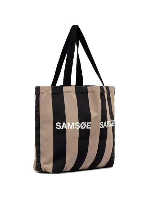 SAMSOE SAMSOE Frinka striped logo tote bag