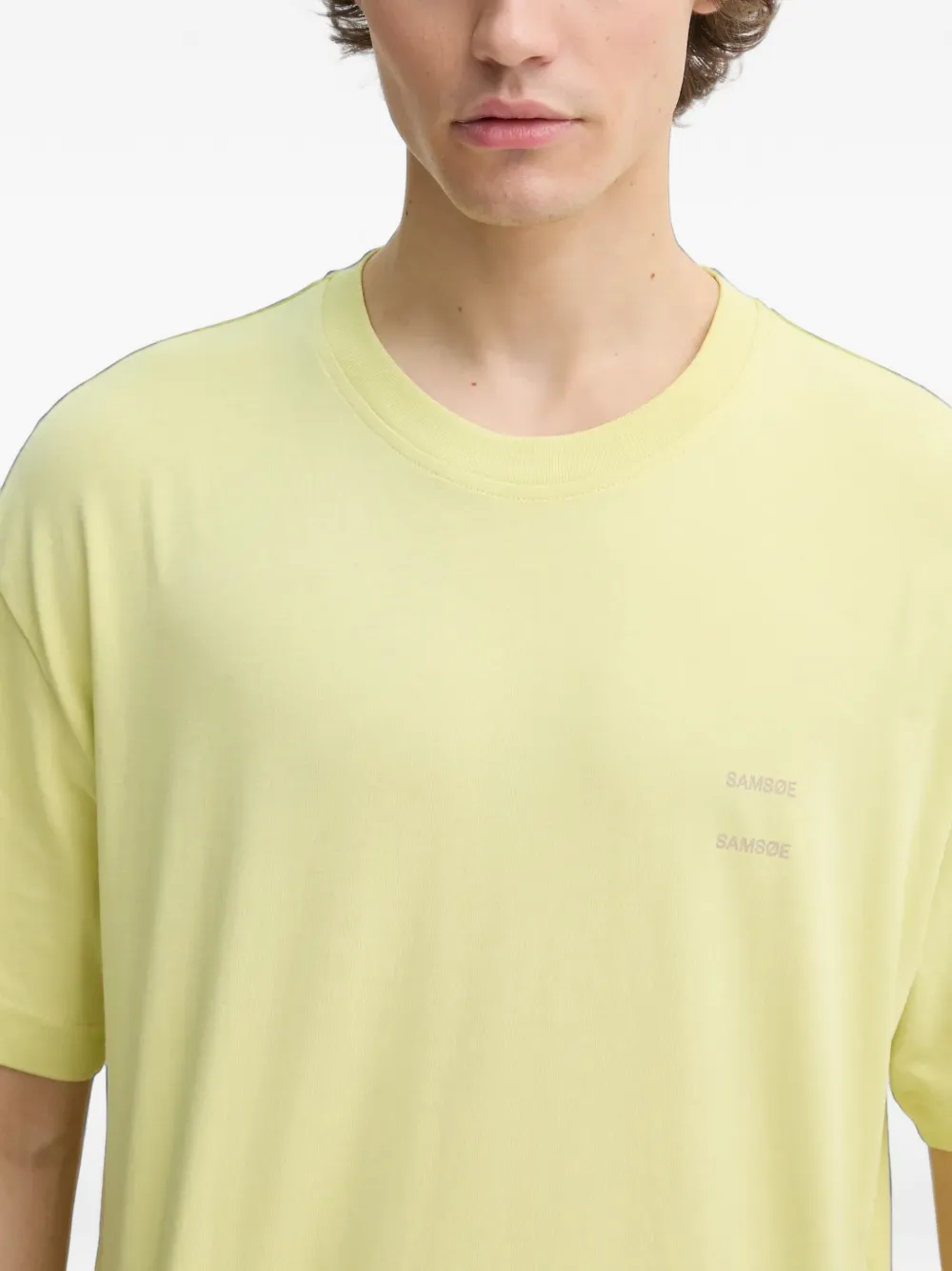 SAMSOE Joel logo-print T-shirt Geel