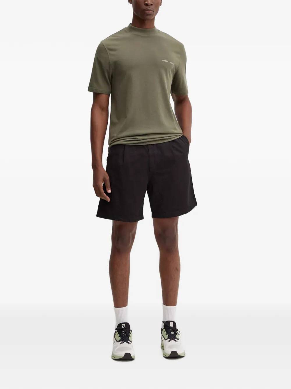 SAMSOE T-shirt met col Groen