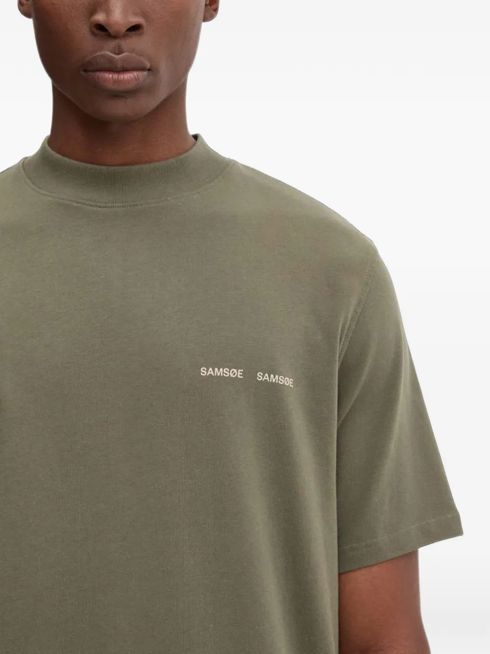 SAMSOE T-shirt met col Groen