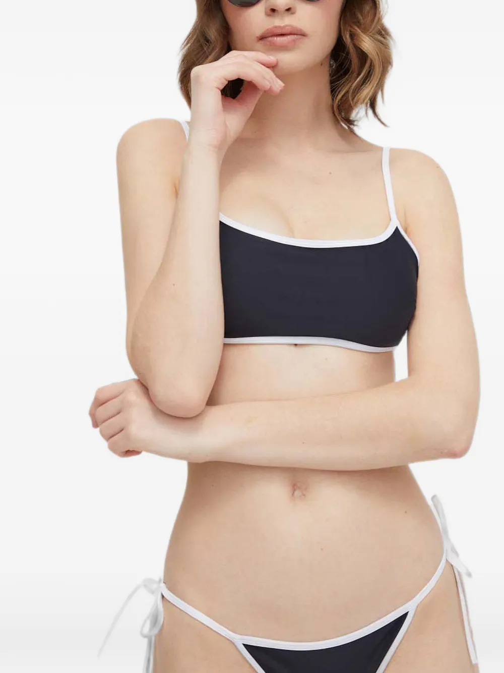 Samsoe & Samsoe Contrast-trim Bikini Top In Black