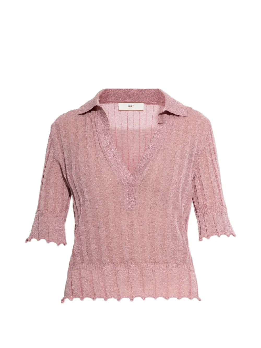 Akep ribbed-knit polo top - Rosa