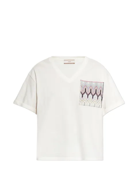 Akep V-neck patch-pocket T-shirt