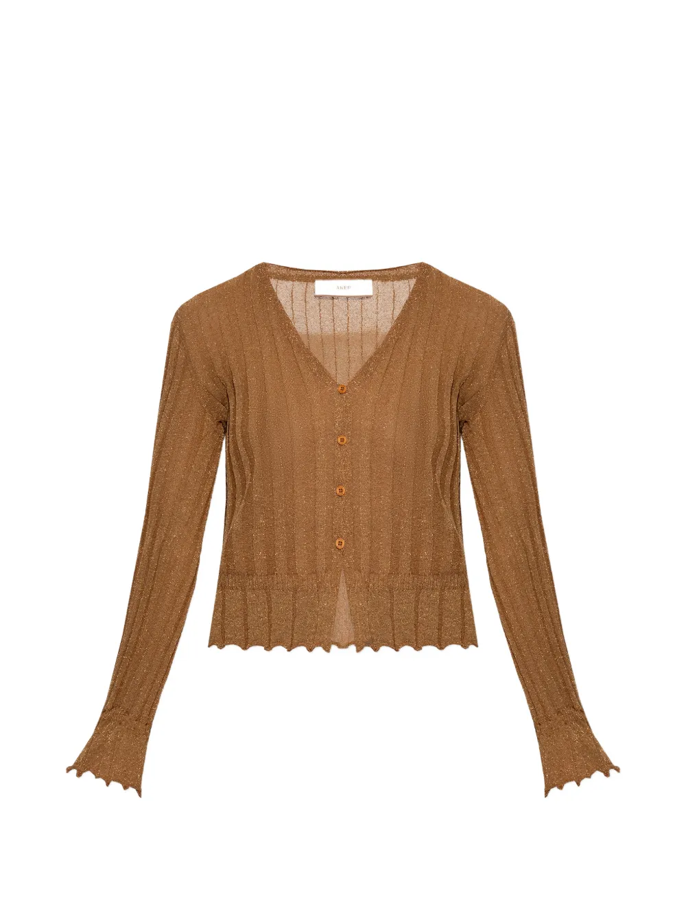 Akep scallop-edge V-neck cardigan - Marrone