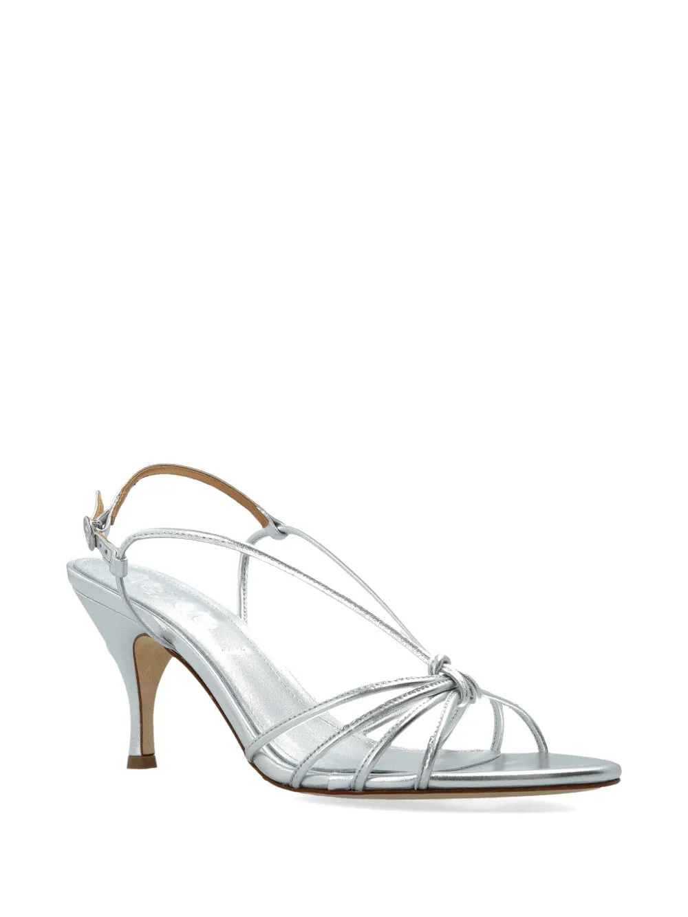 Aeyde strappy knotted leather heels Zilver
