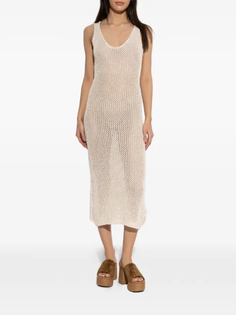 Akep V-neck crochet-knit midi dress