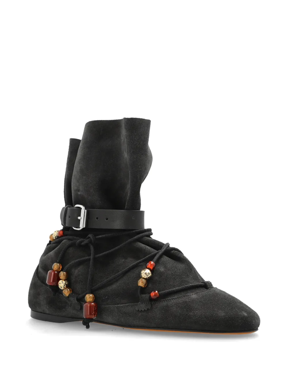 ISABEL MARANT Letiz beaded lace-up boots Zwart