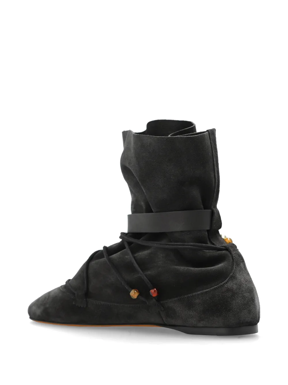ISABEL MARANT Letiz beaded lace-up boots Zwart