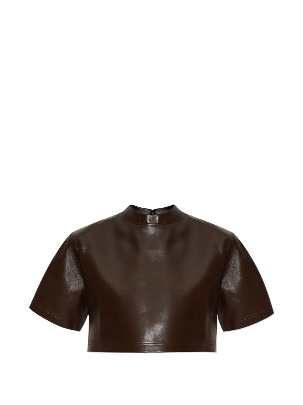Balenciaga T-shirt crop senza colletto - Marrone