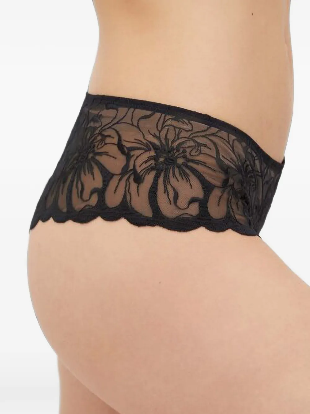 Chantelle Slip met geborduurde bloemen Zwart