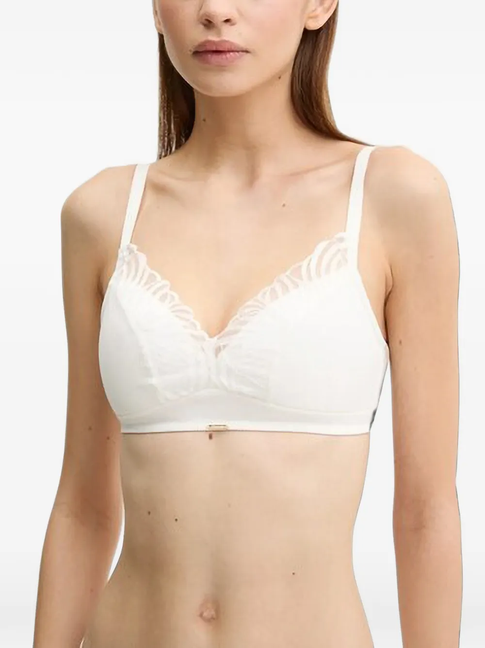 Chantelle Legend lace-trim ribbed bra - Bianco