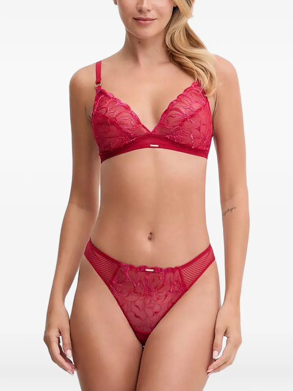 Chantelle Fleurs lace-detail bra Rood