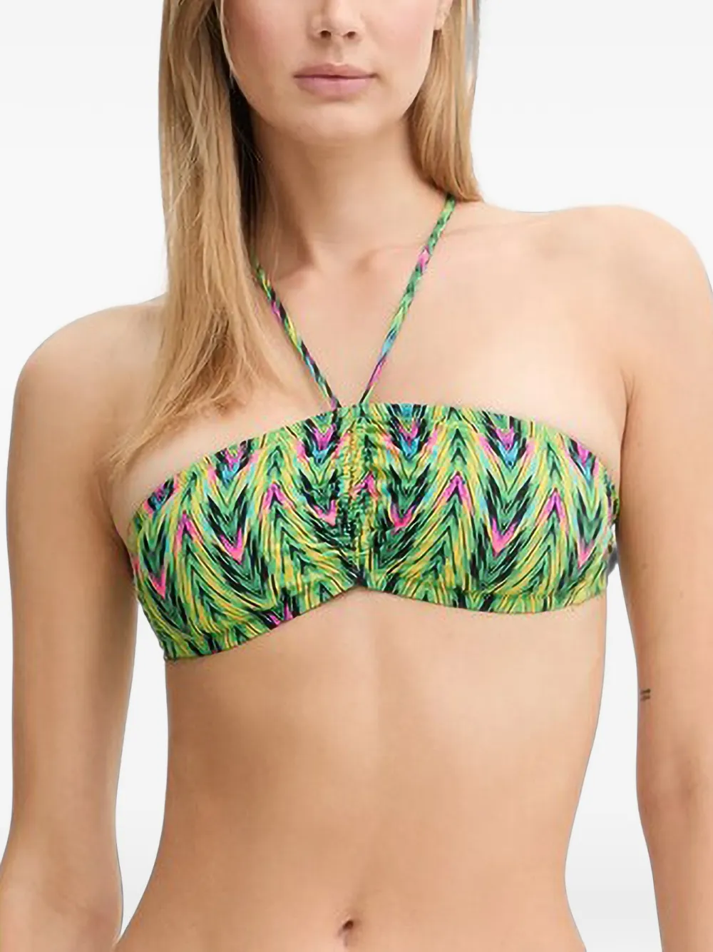 Chantelle graphic-print halterneck bikini top
