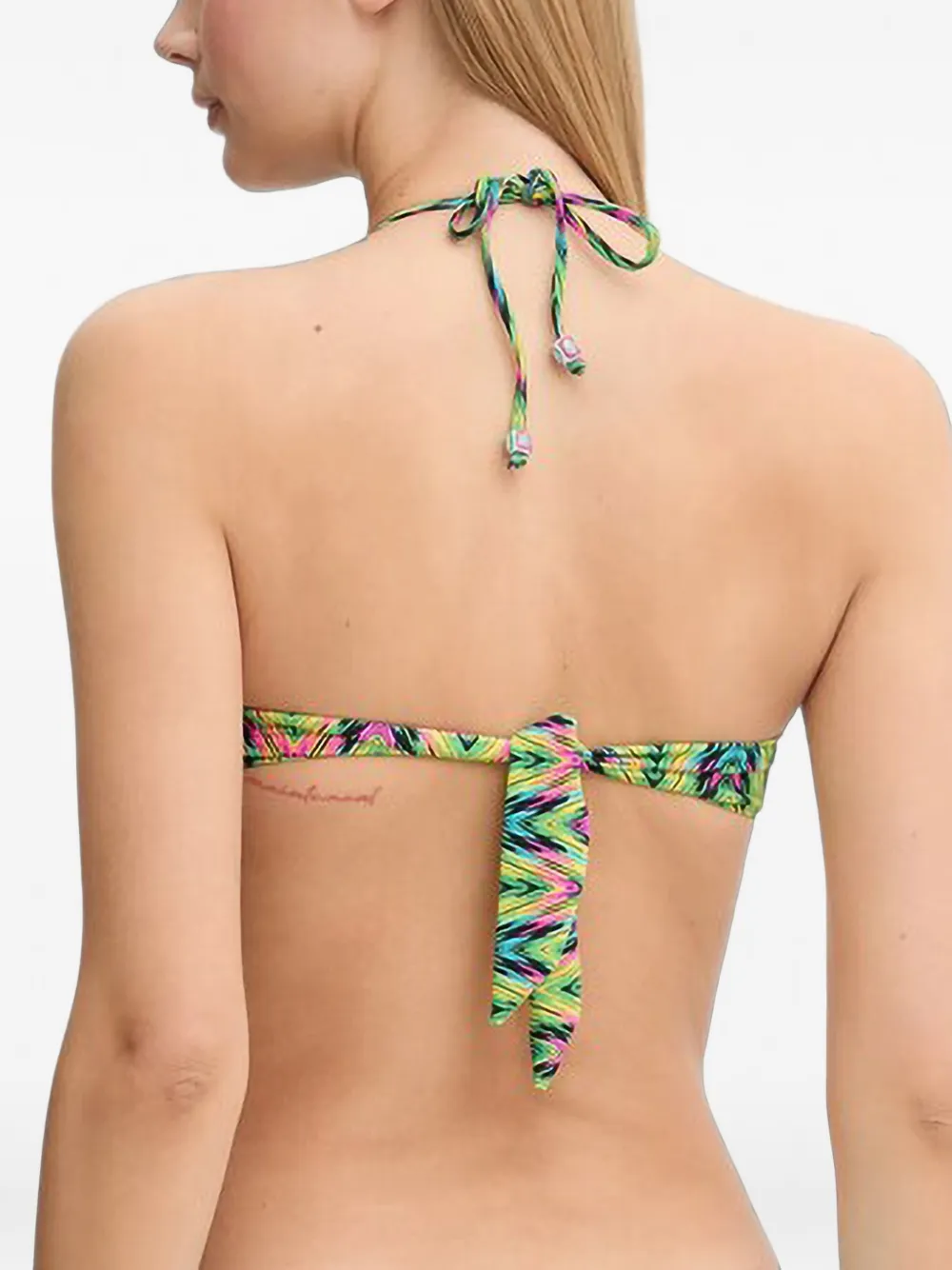 Chantelle graphic-print halterneck bikini top Groen