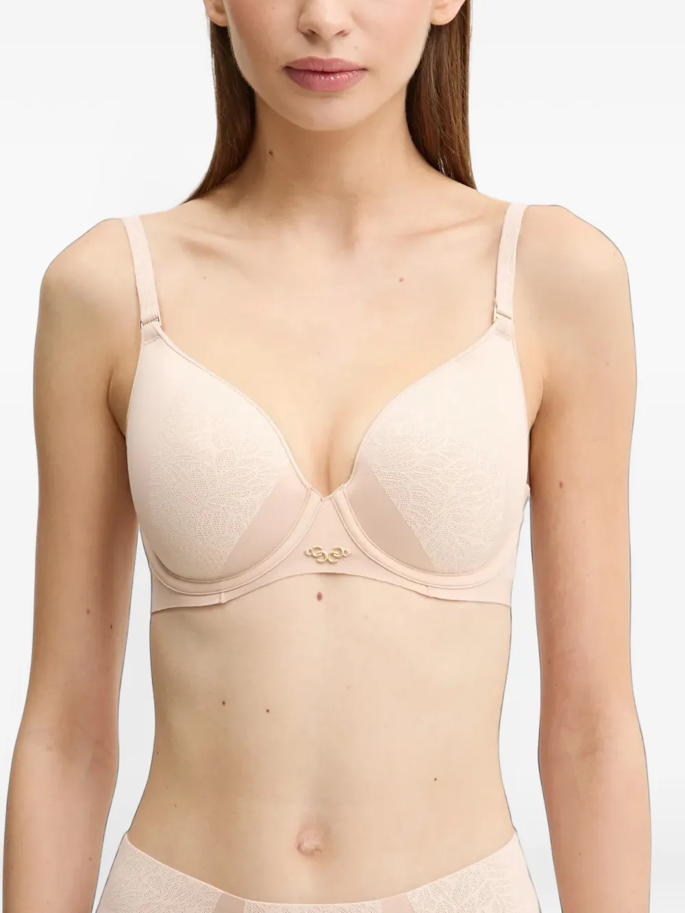 Chantelle Pure lace-panelled bra - Toni neutri