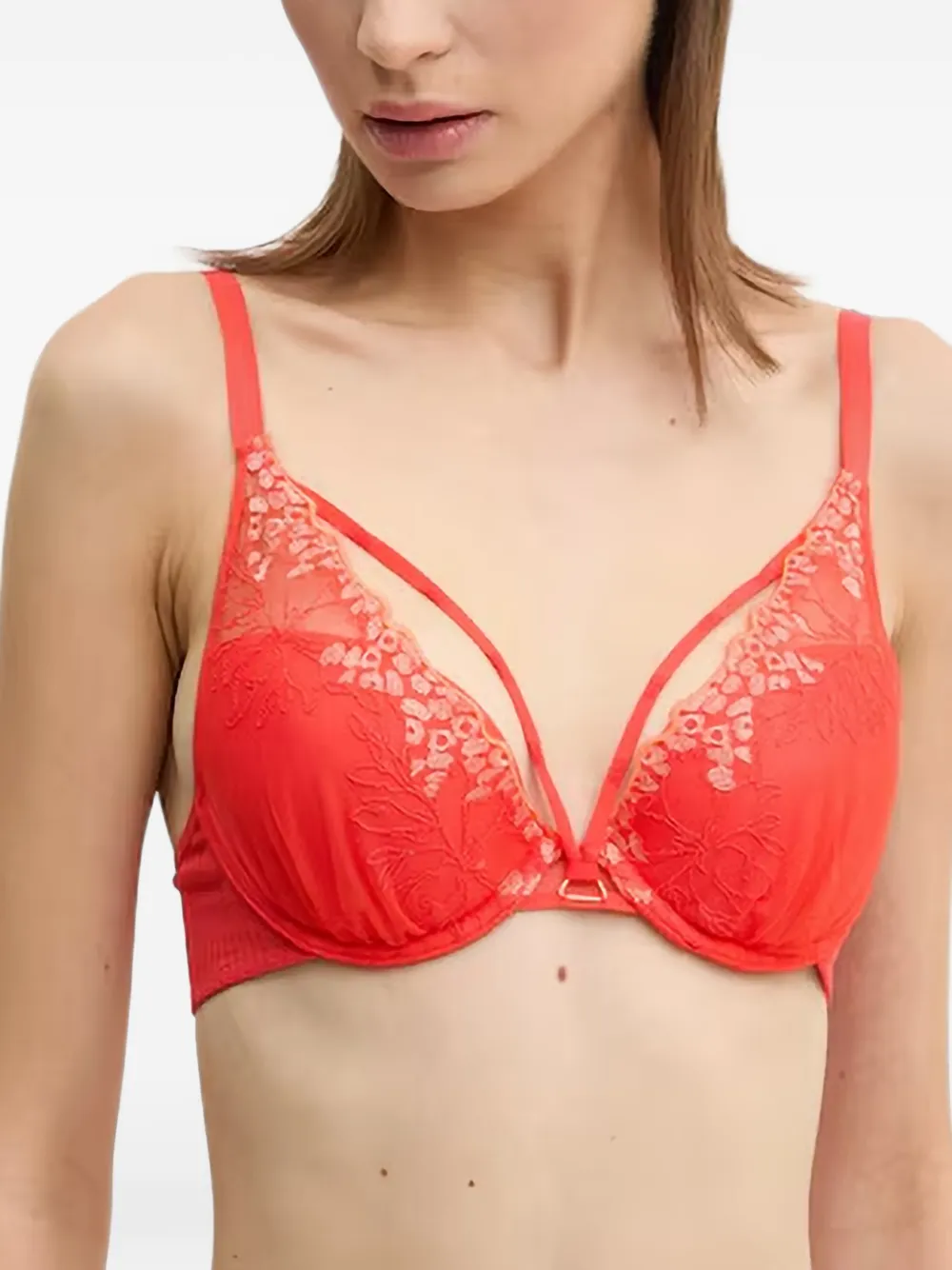 Chantelle embroidered-lace underwired bra - Rosso