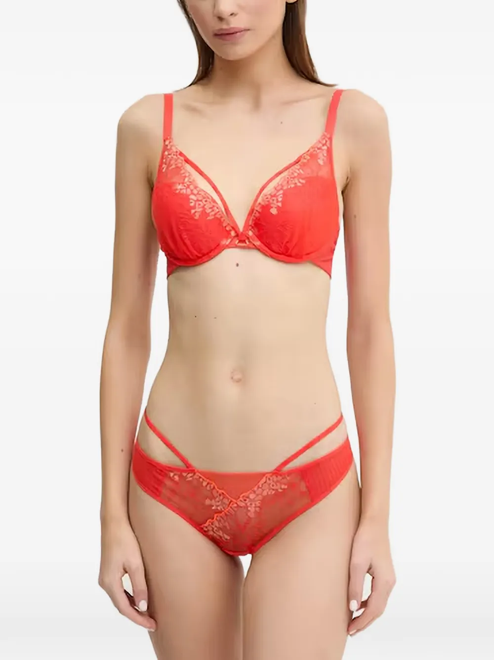 Chantelle Bh met geborduurd kant en beugel Rood