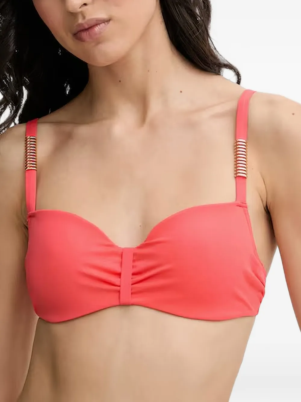 Chantelle Icon ruched bead-embellished bikini top - Rosa