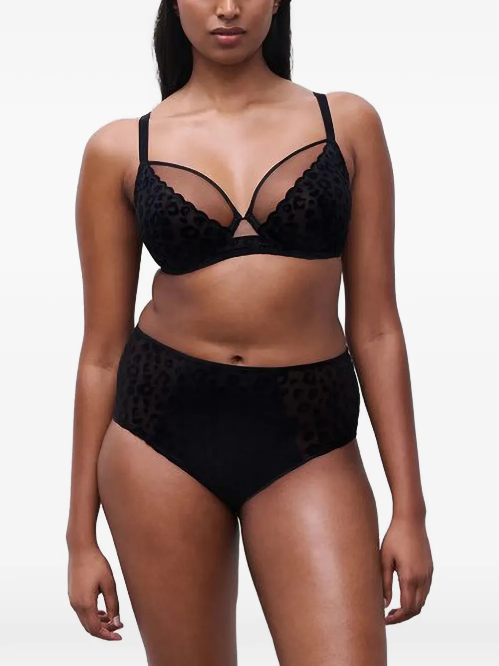 Chantelle PULP Girls bh met mesh vlak en luipaardprint Zwart