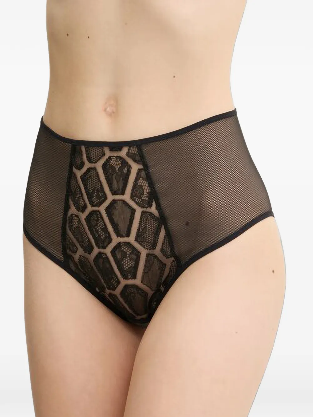 Chantelle lace-panelled mesh briefs - Nero