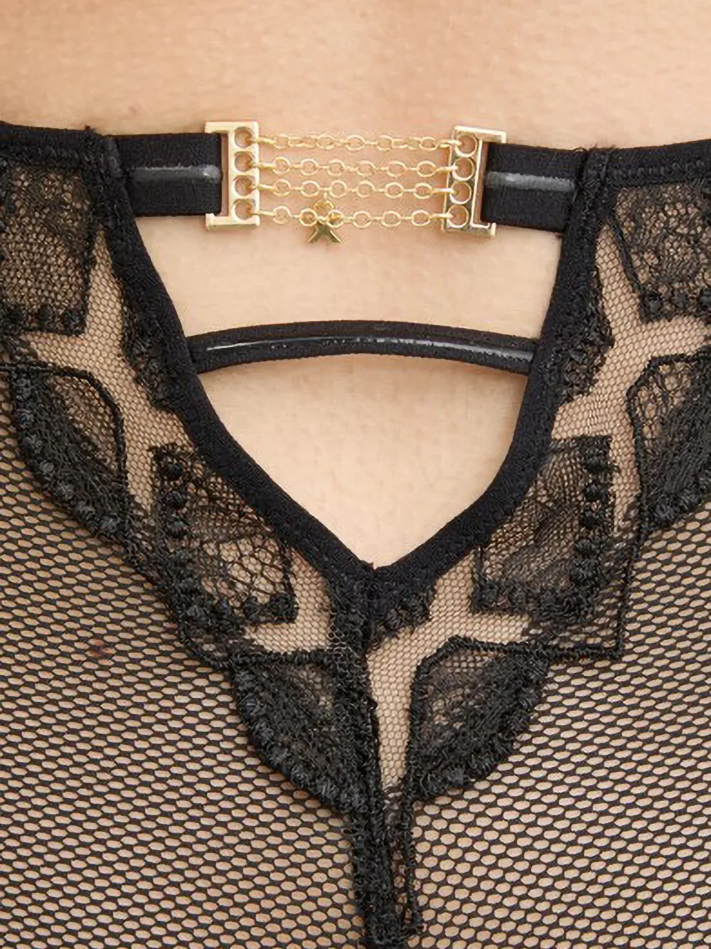 Chantelle Slip met kanten vlakken en mesh Zwart
