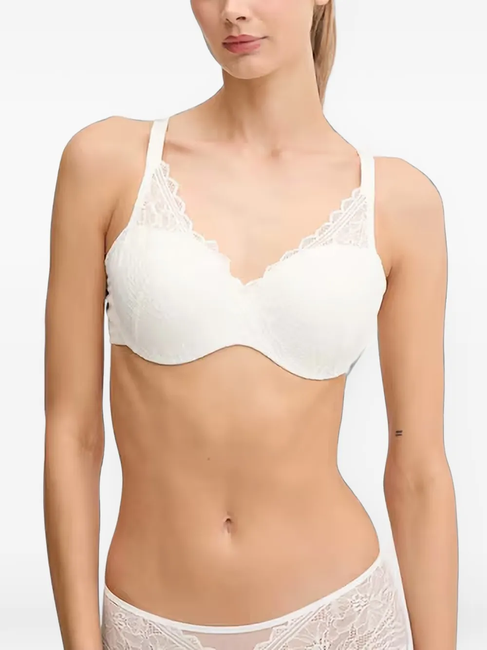 Chantelle EasyFeel Floral Touch lace-trim underwired bra - Bianco