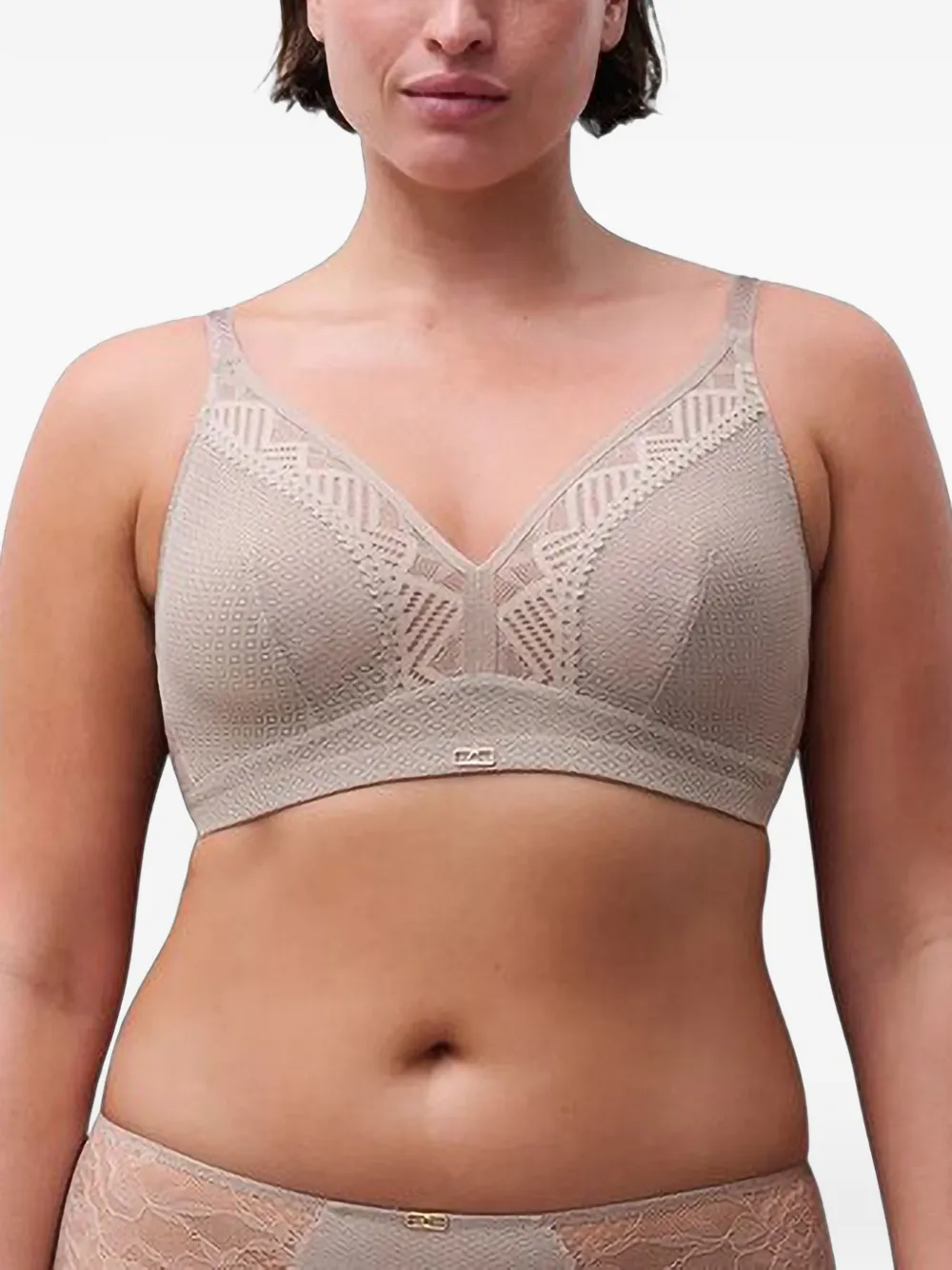 Chantelle Origins geometric lace-panelled bra - Toni neutri