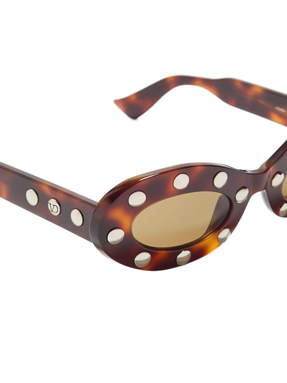 VALENTINO GARAVANI EYEWEAR Bril met ovaal acetaat montuur Bruin