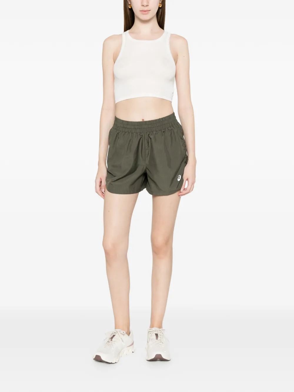  Asics Elasticated Running Shorts - Green 